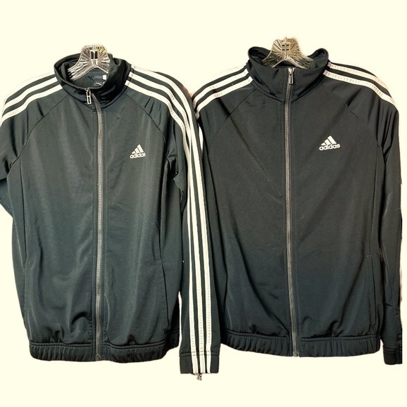 2 Adidas Track Jackets Black with 3 stripes. Size Small - Picture 1 of 11